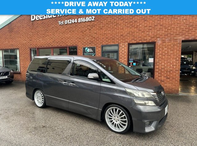 2010 60 TOYOTA VELLFIRE Auto MPV 7-Seater Bluetooth : Sat Nav : Apple CarPlay : Textile upholstery : Isofix : Air-conditioning : Rear entertainment system : Rear view camera : Front + rear parking sensors : Remotely operated tailgate
