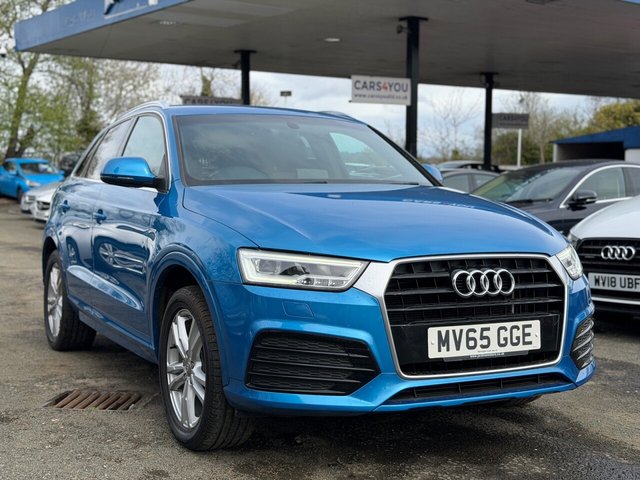 2015 65 AUDI Q3 2.0 TDI S line SUV 5dr Diesel Manual Euro 6 (s/s) (150 ps) THIS CAR COMES WITH 6 MONTHS WARRANTY, BREAKDOWN COVER & RECOVERY +  FRONT AND REAR PARKING SENSORS +  BLUETOOTH CONNECTION +  DAB RADIO +  USB CONNECTION +  TRACTION CONTROL +  DATY TIME RUNNING LIGHTS +  4 WAY ELECTRIC LUMBAR SUPPORT +  LEATHER STITCHED STEERING WHEEL +  AUTO HEADLIGHTS +  AUTO START/STOP +  DYNAMIC DRIVE SELECT +  DIGITAL SPEEDOMETER +  FRONT CUPHOLDERS +  FRONT ARM REST +  HEATED WING MIRRORS +  CLUSTER ILLUMINATION +  SPEED WARNING +  VOICE CONTROLS +  CENTRAL LOCKING +