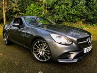 USED 2017 17 MERCEDES-BENZ SLC 2.0 SLC200 AMG Line Convertible 2dr Petrol G-Tronic Euro 6 (s/s) (184 ps) 2 OWNERS WITH ONLY 31,000 MILES//FULL MERC SERVICE HISTORY//AIR-SCARF//PARKTRONICFRONT AND REAR//COLLISION PREVENTION ASSIST//APPLE-PLAY//PANORAMIC VARIO-ROOF//HEATED SEATS\\AMG NIGHT AND SPORT PACKS AND BODY STYLING// NAPPA SPORTS MULTI-FUNC-STEERING WHEEL//BLACK LEATHER UPHOLSTERY AMG Line Convertible 2dr Petrol G-Tronic Euro 6 (s/s) (184 ps) 2 OWNERS WITH ONLY 31,000 MILES//FULL MERC SERVICE HISTORY//AIR-SCARF//PARKTRONICFRONT AND REAR//COLLISION PREVENTION ASSIST//APPLE-PLAY//PANORAMIC VARIO-ROOF//HEATED SEATS\AMG NIGHT AND SPORT PACKS AND BODY STYLING// NAPPA SPORTS MULTI-FUNC-STEERING WHEEL//BLACK LEATHER Glass Sunroof - Tinted, AIRSCARF - Neck Level Heating System, Heated Front Seats, Leather - Black Sports Seats with Red Stitching and Sports Seat Piping...