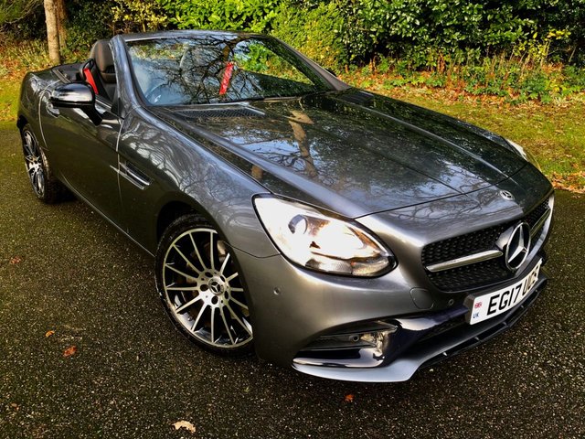 2017 17 Mercedes-Benz Slc 2.0 SLC200 AMG Line Convertible 2dr Petrol G-Tronic Euro 6 (s/s) (184 ps) 2 OWNERS WITH ONLY 31,000 MILES//FULL MERC SERVICE HISTORY//AIR-SCARF//PARKTRONICFRONT AND REAR//COLLISION PREVENTION ASSIST//APPLE-PLAY//PANORAMIC VARIO-ROOF//HEATED SEATS\\AMG NIGHT AND SPORT PACKS AND BODY STYLING// NAPPA SPORTS MULTI-FUNC-STEERING WHEEL//BLACK LEATHER UPHOLSTERY