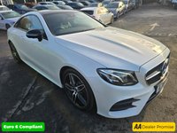 USED 2018 18 MERCEDES-BENZ E-CLASS Mercedes E300 AMG Line Premium Plus Coupe, 69,900 miles, Automatic, Leather, Sat Nav, Reverse Camera, Heated Seats, 19in Alloys, ULEZ compliant. This 2018 Mercedes Benz E Class E300 AMG Line (Premium Plus) boasts a remarkable history with only two previous owners, boasts a full dealership service history, with its last service completed on 3rd January 2025 at 61,807 miles offering a unique opportunity to acquire a well cared for example.  This sophisticated saloon features a powerful yet efficient 2.0 litre petrol engine, meeting Euro 6 emissions standards.  The AMG Line trim enhances its sporty appeal, complemented by the desirable Nigh