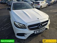 USED 2018 18 MERCEDES-BENZ E-CLASS Mercedes E300 AMG Line Premium Plus Coupe, 69,900 miles, Automatic, Leather, Sat Nav, Reverse Camera, Heated Seats, 19in Alloys, ULEZ compliant. This 2018 Mercedes Benz E Class E300 AMG Line (Premium Plus) boasts a remarkable history with only two previous owners, boasts a full dealership service history, with its last service completed on 3rd January 2025 at 61,807 miles offering a unique opportunity to acquire a well cared for example.  This sophisticated saloon features a powerful yet efficient 2.0 litre petrol engine, meeting Euro 6 emissions standards.  The AMG Line trim enhances its sporty appeal, complemented by the desirable Nigh