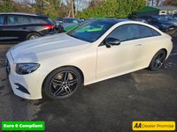 USED 2018 18 MERCEDES-BENZ E-CLASS Mercedes E300 AMG Line Premium Plus Coupe, 69,900 miles, Automatic, Leather, Sat Nav, Reverse Camera, Heated Seats, 19in Alloys, ULEZ compliant. This 2018 Mercedes Benz E Class E300 AMG Line (Premium Plus) boasts a remarkable history with only two previous owners, boasts a full dealership service history, with its last service completed on 3rd January 2025 at 61,807 miles offering a unique opportunity to acquire a well cared for example.  This sophisticated saloon features a powerful yet efficient 2.0 litre petrol engine, meeting Euro 6 emissions standards.  The AMG Line trim enhances its sporty appeal, complemented by the desirable Nigh