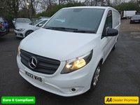 USED 2022 22 MERCEDES-BENZ VITO 2.0 114 CDI Progressive XLWB Panel van, 54,800 miles, Automatic, Cruise Control, Reverse Camera, ULEZ Euro 6 diesel. Final price plus VAT @ 20%. This 2022 Mercedes Benz Vito 114 CDI Progressive is a standout choice, boasting a single owner and a recent service completed on 28th October 2024 at 49,950 miles, ensuring it is well maintained. This L3 Euro 6 compliant model features a robust 2.0 litre diesel engine delivering 134 bhp, paired with a smooth G Tronic automatic transmission for rear wheel drive. The Progressive trim level comes equipped with the convenient Audio 30 system, offering seamless integration with Android Auto, Apple Ca