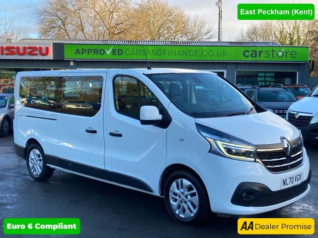 View our Renault Trafic 2.0 dCi ENERGY 30 Sport Nav LWB 9-seat Double Cab, 69,000 miles, 1 owner, Euro 6, Air Conditioning, Cruise, Touchscreen, rear sensors. NO VAT!