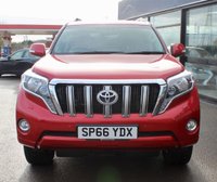 PRE-OWNED 2016 66 TOYOTA LAND CRUISER 2.8D Icon SUV 5dr Diesel Auto 4WD Euro 6 (7 Seats) (177 ps) Vermilon Red Metallic (&pound;700 option), Full Black Leather Interior, 7 Seats, 18" Alloy Wheels, Heated Seats, Electric Adjustable Seats, Bluetooth Phone and Music Streaming, Satellite Navigation, LED Headlights, JBL Premium Sound System, Fold Flat 3rd Row Seats, Privacy Glass, Front and Rear Parking Sensors, Rear View Camera, Front Armrest Fridge, Hill Start Assist Control, 7in High Resolution Touch Screen, Triple Zone Climate Control, Cruise Control, DAB Radio, Downhill Assist Control, Electric Fo