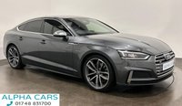 USED 2018 18 AUDI S5 3.0 TFSI V6 Sportback 5dr Petrol Tiptronic quattro Euro 6 (s/s) (354 ps) Striking Daytona Grey Pearl Paint , Full Black Nappa Leather Embossed S Seats , 19" Cavo Alloy Wheels , Privacy Glass , Light and Vision Pack