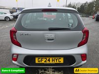 USED 2024 24 KIA PICANTO 1.0 DPi 3 Hatchback in silver with 15,300 miles, Euro 6 petrol Auto, Sat Nav, 8' Touchscreen, Reverse camera, Cruise control and Air conditioning. This 2024 Kia Picanto DPi 3 is a superb example, boasting a full dealership service history and having had only one owner from new. This compact and stylish hatchback is powered by an efficient 1.0L petrol engine, meeting Euro 6 emissions standards. For your peace of mind, it comes with a 3 month warranty and a full 12 months MOT will be provided on purchase. Inside, you'll find a host of convenient features designed to enhance your driving experience, including automatic air conditioning with c