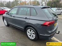 USED 2022 22 VOLKSWAGEN TIGUAN 1.4 TSI Life Plug-in Hybrid SUV Automatic in Grey with 63,500 miles, Euro 6, Adaptive cruise, Sat Nav, Front and Rear sensors and Reverse camera. This 2022 Volkswagen Tiguan TSI Life offers peace of mind with a 12 month MOT provided on purchase and a 3 month warranty.  This Euro 6 compliant, 1.4 litre petrol plug in hybrid is presented in the Life trim.  It comes equipped with a useful rear view camera that includes parking assistance, and for your comfort, it features 3 zone electronic climate control with independent rear air conditioning.  Long journeys are made easier with adaptive cruise control, and you can stay connected and entert