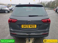 USED 2022 22 VOLKSWAGEN TIGUAN 1.4 TSI Life Plug-in Hybrid SUV Automatic in Grey with 63,500 miles, Euro 6, Adaptive cruise, Sat Nav, Front and Rear sensors and Reverse camera. This 2022 Volkswagen Tiguan TSI Life offers peace of mind with a 12 month MOT provided on purchase and a 3 month warranty.  This Euro 6 compliant, 1.4 litre petrol plug in hybrid is presented in the Life trim.  It comes equipped with a useful rear view camera that includes parking assistance, and for your comfort, it features 3 zone electronic climate control with independent rear air conditioning.  Long journeys are made easier with adaptive cruise control, and you can stay connected and entert