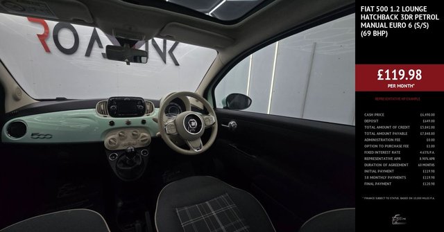 2018 FIAT 500 1.2 Lounge Hatchback 3dr Petrol Manual Euro 6 (s/s) (69 bhp) - Photo 3