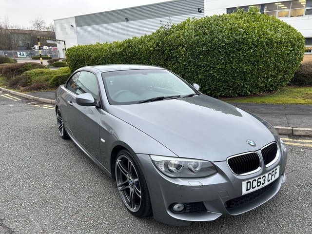 2013 63 BMW 3 Series 2.0 320d M Sport Convertible 2dr Diesel Auto Euro 5 (184 ps)-Factory Extras Worth &pound;7,282-1 Former Keeper-Ultra Low Mileage-Finished In Space Grey Metallic With Heated Black Dakota Leather Upholstery.