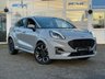 USED 2021 21 FORD PUMA 1.0T EcoBoost ST-Line X SUV 5dr Petrol DCT Euro 6 (s/s) (125 ps) Finished in GREY MATTER with BLACK PART LEATHER with Red Stitching Trim. This Ford Puma certainly looks the part. It's got the raised up driving position, the eye-catching design, and a sort of miniature SUV shape. Features include Sat Nav, DAB Radio, B/Tooth, Apple Play, Power Folding Mirrors, 18" Alloys, Park Sensors, Heated Front Screen, B and O Speakers, 2 Keys and more. Dealer serviced at 17898 miles and on arrival at 28226 miles.