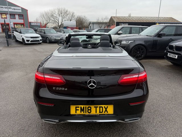 2018 MERCEDES-BENZ E-CLASS 2.0 E220d AMG Line Cabriolet 2dr Diesel G-Tronic+ Euro 6 (s/s) (194 ps)-2 FORMER KEEPERS-FINISHED IN OBSIDIAN BLACK WITH BLACK HALF LEATHER AND RUBY RED SOFT TOP-REVERSE CAMERA-ACTIVE PARK ASSIST-HEATED SEATS-AIR SCARF-BLUETOOTH-CRUISE CONTROL-PARKING SENSORS-DAB RADIO-ELECTRIC FOLDING MIRRORS-19" AMG DOUBLE SPOKE ALLOYS-DUAL ZONE CLIMATE CONTROL - Photo 6
