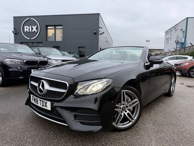 2018 MERCEDES-BENZ E-CLASS 2.0 E220d AMG Line Cabriolet 2dr Diesel G-Tronic+ Euro 6 (s/s) (194 ps)-2 FORMER KEEPERS-FINISHED IN OBSIDIAN BLACK WITH BLACK HALF LEATHER AND RUBY RED SOFT TOP-REVERSE CAMERA-ACTIVE PARK ASSIST-HEATED SEATS-AIR SCARF-BLUETOOTH-CRUISE CONTROL-PARKING SENSORS-DAB RADIO-ELECTRIC FOLDING MIRRORS-19" AMG DOUBLE SPOKE ALLOYS-DUAL ZONE CLIMATE CONTROL