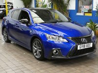 USED 2018 18 LEXUS CT 1.8 200h F Sport Hatchback 5dr Petrol Hybrid CVT Euro 6 (s/s) (136 ps) SAT NAV PART LEATHER INTERIOR HEATD SEATS REAR VIEW CAMERA CRUISE CONTROL PARKING SENSORS FULL LEXUS SERVICE LEXUS WARRANTY TILL JUNE 2028