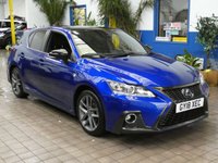 USED 2018 18 LEXUS CT 1.8 200h F Sport Hatchback 5dr Petrol Hybrid CVT Euro 6 (s/s) (136 ps) SAT NAV PART LEATHER INTERIOR HEATD SEATS REAR VIEW CAMERA CRUISE CONTROL PARKING SENSORS FULL LEXUS SERVICE LEXUS WARRANTY TILL JUNE 2028
