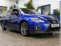 USED 2018 18 LEXUS CT 1.8 200h F Sport Hatchback 5dr Petrol Hybrid CVT Euro 6 (s/s) (136 ps) SAT NAV PART LEATHER INTERIOR HEATD SEATS REAR VIEW CAMERA CRUISE CONTROL PARKING SENSORS FULL LEXUS SERVICE LEXUS WARRANTY TILL JUNE 2028