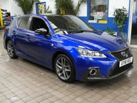 USED 2018 18 LEXUS CT 1.8 200h F Sport Hatchback 5dr Petrol Hybrid CVT Euro 6 (s/s) (136 ps) SAT NAV PART LEATHER INTERIOR HEATD SEATS REAR VIEW CAMERA CRUISE CONTROL PARKING SENSORS FULL LEXUS SERVICE LEXUS WARRANTY TILL JUNE 2028
