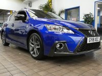 USED 2018 18 LEXUS CT 1.8 200h F Sport Hatchback 5dr Petrol Hybrid CVT Euro 6 (s/s) (136 ps) SAT NAV PART LEATHER INTERIOR HEATD SEATS REAR VIEW CAMERA CRUISE CONTROL PARKING SENSORS FULL LEXUS SERVICE LEXUS WARRANTY TILL JUNE 2028