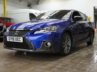 USED 2018 18 LEXUS CT 1.8 200h F Sport Hatchback 5dr Petrol Hybrid CVT Euro 6 (s/s) (136 ps) SAT NAV PART LEATHER INTERIOR HEATD SEATS REAR VIEW CAMERA CRUISE CONTROL PARKING SENSORS FULL LEXUS SERVICE LEXUS WARRANTY TILL JUNE 2028
