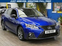 USED 2018 18 LEXUS CT 1.8 200h F Sport Hatchback 5dr Petrol Hybrid CVT Euro 6 (s/s) (136 ps) SAT NAV PART LEATHER INTERIOR HEATD SEATS REAR VIEW CAMERA CRUISE CONTROL PARKING SENSORS FULL LEXUS SERVICE LEXUS WARRANTY TILL JUNE 2028