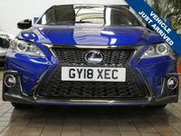 USED 2018 18 LEXUS CT 1.8 200h F Sport Hatchback 5dr Petrol Hybrid CVT Euro 6 (s/s) (136 ps) SAT NAV PART LEATHER INTERIOR HEATD SEATS REAR VIEW CAMERA CRUISE CONTROL PARKING SENSORS FULL LEXUS SERVICE LEXUS WARRANTY TILL JUNE 2028