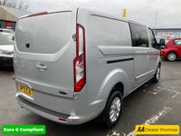 USED 2022 72 FORD TRANSIT CUSTOM Ford Transit Custom 2.0 320 EcoBlue Limited Crew Van, 57,000 miles, Euro 6, 6 Seater, 16' Alloys, A/C, F&R sensors. Final price plus VAT @ 20%! This 2022 Ford Transit Custom Limited is a standout example, having had only one owner since new. Powered by a 2.0L Diesel engine and meeting Euro 6 emission standards, this van offers a practical and efficient driving experience. It comfortably seats six people and comes with a 3 month warranty for your peace of mind. The MOT is valid until December 2026, ensuring its roadworthiness for years to come. Notable features include automatic headlights with a follow me home function, front and rear p