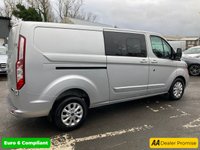 USED 2022 72 FORD TRANSIT CUSTOM Ford Transit Custom 2.0 320 EcoBlue Limited Crew Van, 57,000 miles, Euro 6, 6 Seater, 16' Alloys, A/C, F&R sensors. Final price plus VAT @ 20%! This 2022 Ford Transit Custom Limited is a standout example, having had only one owner since new. Powered by a 2.0L Diesel engine and meeting Euro 6 emission standards, this van offers a practical and efficient driving experience. It comfortably seats six people and comes with a 3 month warranty for your peace of mind. The MOT is valid until December 2026, ensuring its roadworthiness for years to come. Notable features include automatic headlights with a follow me home function, front and rear p
