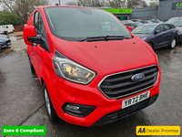 USED 2022 72 FORD TRANSIT CUSTOM Red 2.0 EcoBlue Limited Euro 6 panel, 49,600 miles, ULEZ compliant, Automatic, Sat Nav, A/C, F&R Sensors + Camera, Alloys Final price plus VAT @ 20%! This 2022 Ford Transit Custom 320 Limited van boasts a full service history, with its last service completed at 47,808 miles on 14 November 2025, and has had only one owner from new. This Euro 6 compliant 2.0 litre EcoBlue diesel automatic L2 H1 model comes with a 3 month warranty and a 12 month MOT provided on purchase. It features a wealth of notable equipment including a fixed rear view camera with front and rear parking assistance, trailer tow attachments with a towbar, and the ICE Feature P
