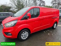 USED 2022 72 FORD TRANSIT CUSTOM Red 2.0 EcoBlue Limited Euro 6 panel, 49,600 miles, ULEZ compliant, Automatic, Sat Nav, A/C, F&R Sensors + Camera, Alloys Final price plus VAT @ 20%! This 2022 Ford Transit Custom 320 Limited van boasts a full service history, with its last service completed at 47,808 miles on 14 November 2025, and has had only one owner from new. This Euro 6 compliant 2.0 litre EcoBlue diesel automatic L2 H1 model comes with a 3 month warranty and a 12 month MOT provided on purchase. It features a wealth of notable equipment including a fixed rear view camera with front and rear parking assistance, trailer tow attachments with a towbar, and the ICE Feature P