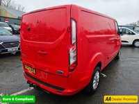 USED 2022 72 FORD TRANSIT CUSTOM Red 2.0 EcoBlue Limited Euro 6 panel, 49,600 miles, ULEZ compliant, Automatic, Sat Nav, A/C, F&R Sensors + Camera, Alloys Final price plus VAT @ 20%! This 2022 Ford Transit Custom 320 Limited van boasts a full service history, with its last service completed at 47,808 miles on 14 November 2025, and has had only one owner from new. This Euro 6 compliant 2.0 litre EcoBlue diesel automatic L2 H1 model comes with a 3 month warranty and a 12 month MOT provided on purchase. It features a wealth of notable equipment including a fixed rear view camera with front and rear parking assistance, trailer tow attachments with a towbar, and the ICE Feature P