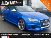 USED 2018 18 AUDI RS3 2.5 TFSI Sportback 5dr Petrol S Tronic quattro Euro 6 (s/s) (400 ps) FULL SERVICE HISTORY + 2 OWNERS + ARA BLUE METALLIC + FRESH SERVICE + FRESH MOT + FULL HEALTH CHECK