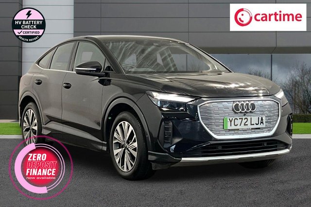 View our Audi Q4 E-Tron 50 Sport Sportback 5dr Electric Auto quattro 82kWh (299 ps) Rear Parking Sensors, Audi Smartphone Interface, Gloss Styling Pack, Non-Smoking Package, MMI Navigation