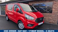 USED 2022 22 FORD TRANSIT CUSTOM 2.0 300 EcoBlue Limited Crew Van Double Cab 5dr Diesel Manual L1 H1 Euro 6 (s/s) (6 Seat) (170 ps) *** ONE OWNER - SAT NAV - 6 SEATS - AIR CON - HEATED SEATS ***