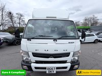 USED 2017 67 MITSUBISHI FUSO CANTER White 7.5T LWB box lorry, 60,000 miles, 2 Owners from New, ULEZ compliant, Automatic, Radio, Electric windows. Plus VAT @ 20%! This Mitsubishi Fuso Canter DG67 DKY 7C15 28 is finished in clean white and has covered just 60,000 miles, making it a low-mileage example for its age. Fully ULEZ compliant, this 7.5-ton long wheelbase box lorry is ideal for city work as well as longer distance operations, offering excellent versatility for a wide range of businesses. It comes with a smooth fully automatic gearbox, making it extremely easy and comfortable to drive, even in busy urban environments. The cab is well equipped with a