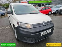 USED 2022 22 VOLKSWAGEN CADDY White 2.0 TDI Euro 6 panel van, 67,800 miles, ULEZ compliant, 6-speed manual, A/C, Bluetooth, Cruise, Rear sensors. Final price plus VAT @ 20%! This 2022 Volkswagen Caddy Commerce SWB presents an exceptional ownership proposition, having had only one owner from new. This practical 2.0 TDI C20 Commerce van is a Euro 6 compliant model, ensuring efficient operation. It comes with a full service history, with the last service completed at 57247 miles on 2025-01-09. For your peace of mind, a 12 month MOT will be provided upon purchase, and the vehicle is covered by a 3 month warranty. Notable features include separate daytime running lights