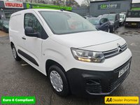 USED 2020 70 CITROEN BERLINGO White 1.5 BlueHDi Euro 6 panel van, 83,121 miles, ULEZ compliant, 5-Speed manual, Bluetooth, DAB Radio and much more! Final price plus VAT @ 20%! This 2020 Citroen Berlingo is a superb example, having had only one owner since new. This practical 5 door MPV, a 1.5 BlueHDi 650 X M SWB Euro 6 model, is powered by an efficient 1.5 litre diesel engine and boasts a Euro 6 emission class. For your peace of mind, the MOT is valid until September 2026 and it comes with a 3 month warranty. Notable features include height adjustable halogen headlights with automatic activation, and a DAB digital radio complete with Bluetooth handsfree connectivity a