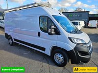 USED 2022 22 PEUGEOT BOXER White 2.2 BlueHDi Euro 6 panel van, 37,600 miles, ULEZ compliant, 6-speed manual, Bluetooth, Cruise Control, DAB Radio. Final price plus VAT @ 20%! The Peugeot Boxer 2.2 BlueHDi 335 S L3 H2 Euro 6 (s/s) 5dr is a reliable and efficient commercial vehicle that boasts a 2.2L Diesel Engine, meeting the stringent Euro 6 emission standards. This 2022 model has had only one owner and has been well-maintained, with a full service history that includes a recent service at 22,229 miles in September 2025. The vehicle's low mileage of 37,600 miles for its age is a testament to its careful use and upkeep. Additionally, the Boxer comes with a 3-month war