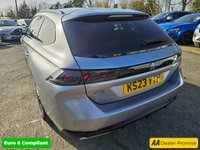 USED 2023 23 PEUGEOT 508 SW Grey 1.2 PureTech GT Euro 6 estate, 39,000 miles, ULEZ compliant, Automatic, CarPlay/Android Auto, 18in Alloys, Bluetooth, DAB, F&R sensors. This 2023 Peugeot 508 SW GT is a superb example, having been owned by only one person since new. This stylish estate car features a 1.2 litre petrol engine and meets Euro 6 emissions standards. It comes with a 3 month warranty for your peace of mind, and a full 12 months MOT will be provided upon purchase. Inside, you'll find the innovative Peugeot i-Cockpit with a head up display, and the convenience of a Bluetooth telephone facility. Safety is enhanced with the Safety Plus Pack, including Blin