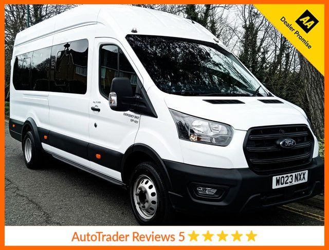View our Ford Transit 2.0 460 EcoBlue Trend Minibus 5dr Diesel Manual RWD L4 H3 Euro 6 (s/s) (17 Seat, DRW) (130 ps).*F+R AIR CON*SYNC 4 SYSTEM*OVER 70 MINIBUSES IN STOCK*