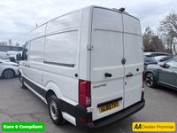 USED 2019 69 VOLKSWAGEN CRAFTER White 2.0 TDI Euro 6 panel van, 133.700 miles, ULEZ compliant, 6-Speed manual, 8in Touchscreen, DAB, Cruise and much more! Plus VAT @ 20%! This 2019 Volkswagen Crafter offers excellent peace of mind with a 3 month warranty and a full 12 months MOT provided on purchase. This particular Crafter is the 2.0 TDI CR35 Trendline FWD MWB Euro 6 model, featuring a robust 2.0 litre diesel engine that produces 138 bhp. The Trendline trim level ensures a comfortable and functional driving experience, enhanced by the Composition Media system which includes DAB+ radio and an 8 inch touch screen with Bluetooth connectivity for seamless phone inte