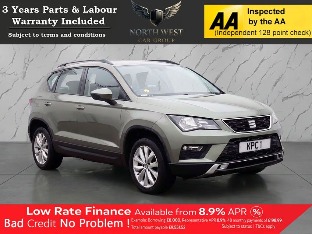 SEAT ATECA 1.0 TSI Ecomotive SE SUV 5dr Petrol Manual Euro 6 (s/s) (115 ps) NATIONWIDE PARTS & LABOUR WARRANTY INCLUDED + 12 MONTHS AA BREAKDOWN FREE FINANCE AVAILABLE LOW RATES 1 HOUR DECISION