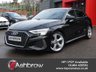 USED 2022 72 AUDI A3 Sportback 1.0 TFSI 30 S line 5d S Tronic 110 S/S SAT NAV, VIRTUAL COCKPIT (DIGITAL DASH), FULL BLACK LEATHER UPHOLSTERY, WIRELESS APPLE CARPLAY / ANDROID AUTO, REAR PARKING SENSORS, DAB RADIO, BLUETOOTH PHONE & MUSIC, 2x USB C PORTS, PRIVACY GLASS, S TRONIC AUTOMATIC, LED LIGHTS WITH DAYTIME RUNNING LIGHTS, 18 INCH ALLOYS, ELECTRIC FOLDING MIRRORS, CRUISE CONTROL & SPEED LIMITER, RAIN & LIGHT SENSORS, KEYLESS START, VOICE CONTROL, DRIVE SELECT, CLIMATE CONTROL, LANE DEPARTURE WARNING, 1 OWNER, SERVICE HISTORY