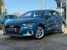 USED 2023 23 AUDI A3 1.4 TFSIe 40 Sport Sportback 5dr Petrol Plug-in Hybrid S Tronic Euro 6 (s/s) 13kWh (204 ps) Finished in SPECIAL EDITION NEVADA BLUE PEARL, with contrasting BLACK LEATHER trim. This fantastic Special Edition facelift model is dripping with tech and desirability. It combines a great interior with a refined driving experience. Features include Virtual Dash, Apple Play, Sat Nav, DAB radio, Rear Park Sensors, B/Tooth Cruise Control, Leather, Plug in, Tinted Windows, 17" Alloys and much more. Dealer Serviced at 18169 miles, 29279 miles, 46401 miles, 53982 miles and at 61826 miles.