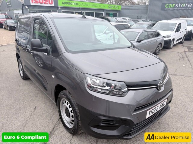 View our Toyota Proace City Grey 1.5 BlueHDi Euro 6 panel van, 47,900 miles, ULEZ compliant, 6-Speed manual, 5in Touchscreen, Bluetooth, DAB, Air Conditioning. Plus VAT @ 20%!