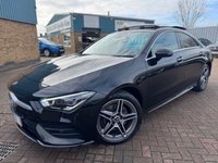 USED 2021 21 MERCEDES-BENZ CLA 1.3 CLA250e 15.6kWh AMG Line (Premium Plus) Coupe 4dr Cosmos Black Petrol Plug-in Hybrid 8G-DCT Euro 6 (s/s) (218 ps) BEAUTIFUL CLA PANORAMIC TILT & SLIDE SUNROOF HEATED LEATHER APPLE CARPLAY AMG ALLOY WHEELS