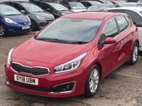 USED 2018 18 KIA CEED 1.6 GDi 2 Hatchback 5dr Petrol Manual Euro 6 (s/s) (133 bhp) LOW MILES 19K + SAT NAV + FSH + CARPLAY + HD CAMERA + AC