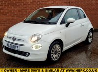 USED 2020 20 FIAT 500 1.2 Lounge Hatchback 3dr Petrol Manual Euro 6 (s/s) (69 bhp) 1 OWNER - SERVIVE HISTORY + TIMING BELT