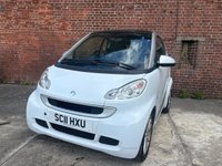 USED 2011 11 SMART FORTWO 1.0 MHD PASSION NAV SOFT TOUCH AUTOMATIC COUPE 2 DOOR *AUTOMATIC*ONLY &pound;20 ROAD TAX*GLASS PANORAMIC ROOF*SAT NAV*AIR CON*ALLOY WHEELS*THE CAR HAS HAD 8 SERVICES AND COMES WITH BRAND NEW MOT AND SERVICE*